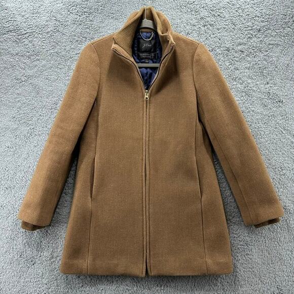 J. Crew Wool Jacket‎ by Nello Gori Size 4 Beige Blue Lining Full Zip. Stunning - Picture 1 of 11